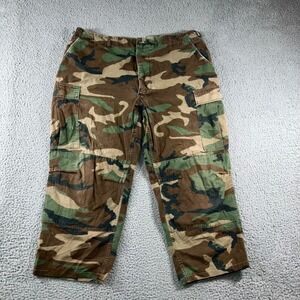 Military Cargo Pants Men XL 38 Woodland Camo Ripstop Grunge Utility Tactical